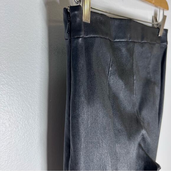 Theory Slim Kick Urban Leather Pants Black Cropped Kick Flare Sz 4 - Picture 7 of 9